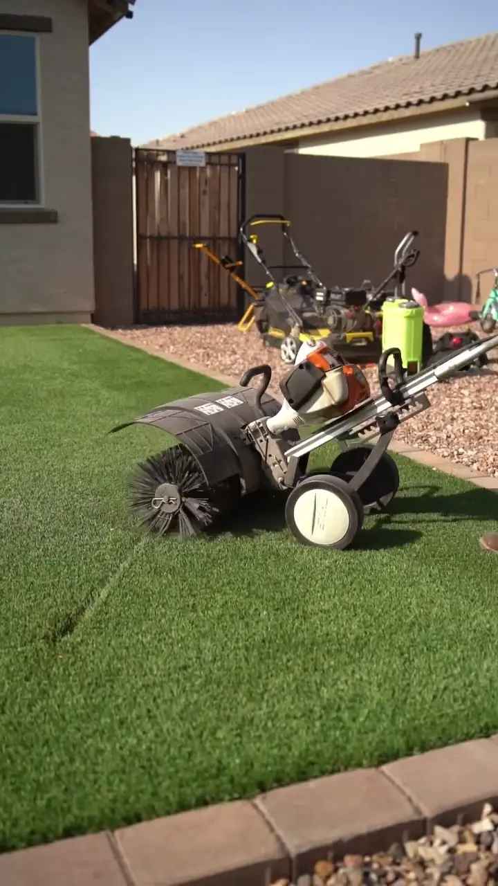 Turf Tune Up equipment working across artificial turf, from supplied Instagram footage